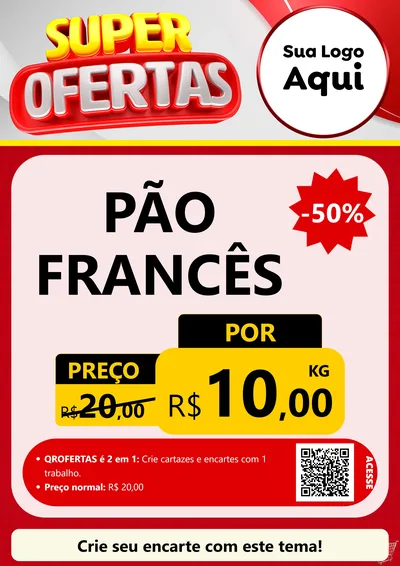 Modelo de Cartaz para Cartaz A4 Vertical com o tema Super Ofertas para Padaria