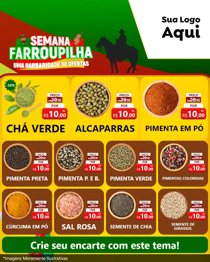 Modelo de Rede Social para Feed Instagram com o tema Semana Farroupilha - Uma Barbaridade de Ofertas para Produtos Naturais