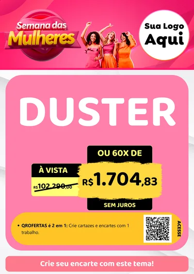 Modelo de Cartaz para Cartaz A4 Vertical com o tema Semana das Mulheres para Concessionaria de Carros