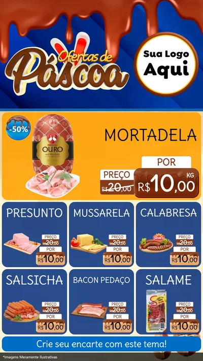 Modelo de Rede Social para Stories com o tema Ofertas de Páscoa para Frios e Laticínios