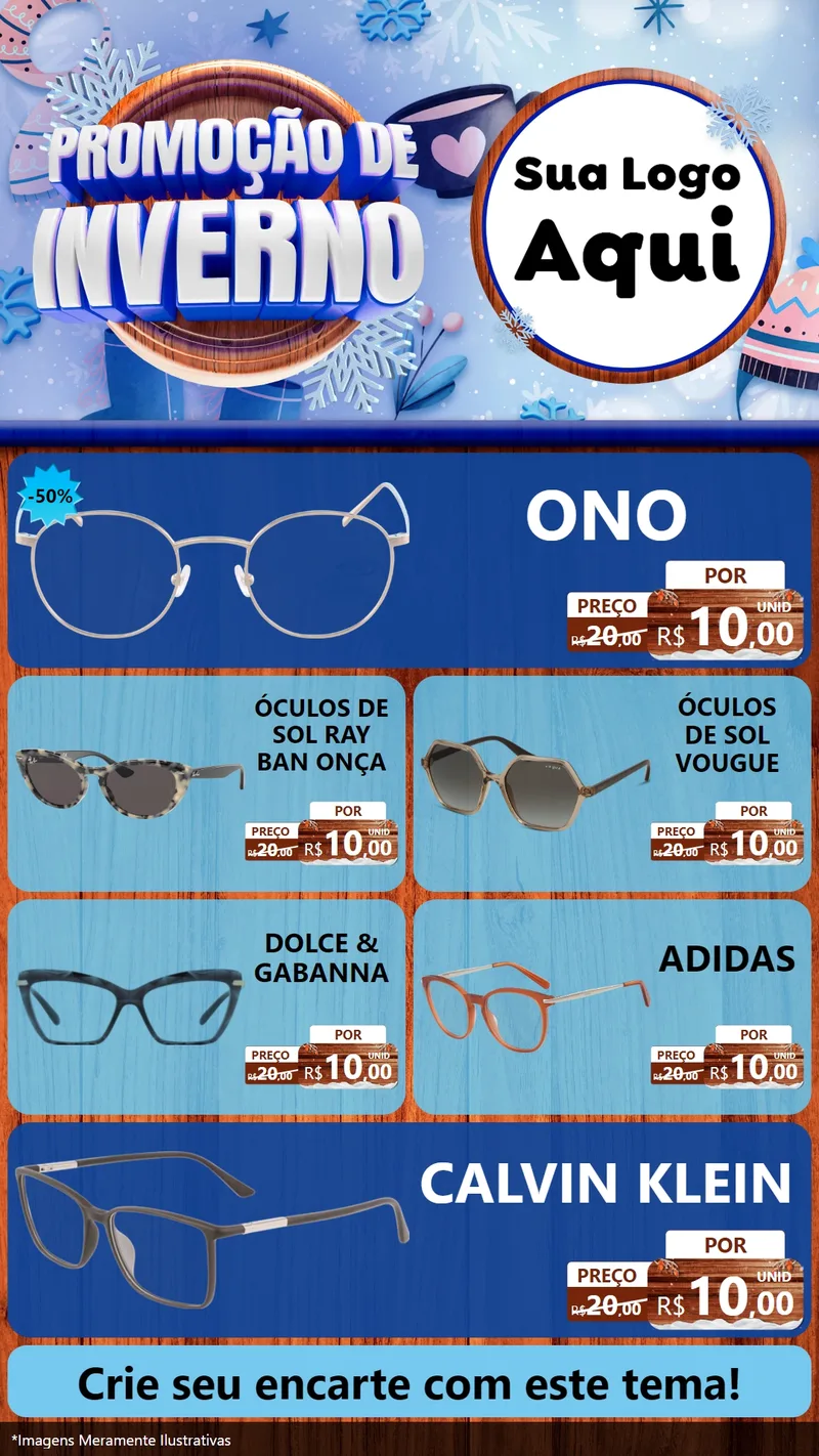 Modelo de TV para TV Vertical com o tema Promoção de Inverno para Óticas