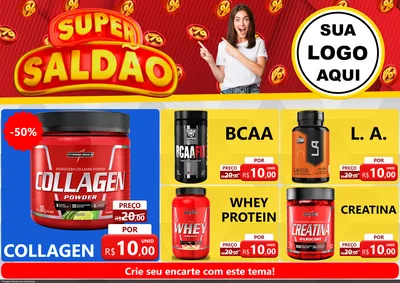 Modelo de Encarte para Encarte A4 Horizontal com o tema Super Saldão para Suplementos alimentares