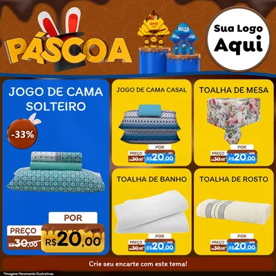 Modelo de Rede Social para Feed Facebook com o tema Páscoa para Cama, Mesa e Banho