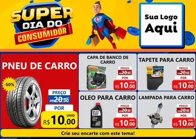 Modelo de Encarte para Encarte A4 Horizontal com o tema Super Dia do Consumidor para Auto peças