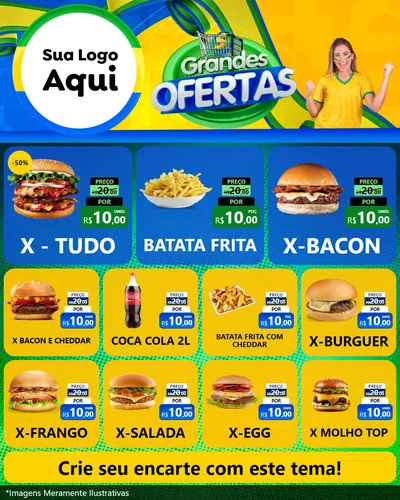 Modelo de Rede Social para Feed Instagram com o tema Grandes Ofertas para Hamburgueria