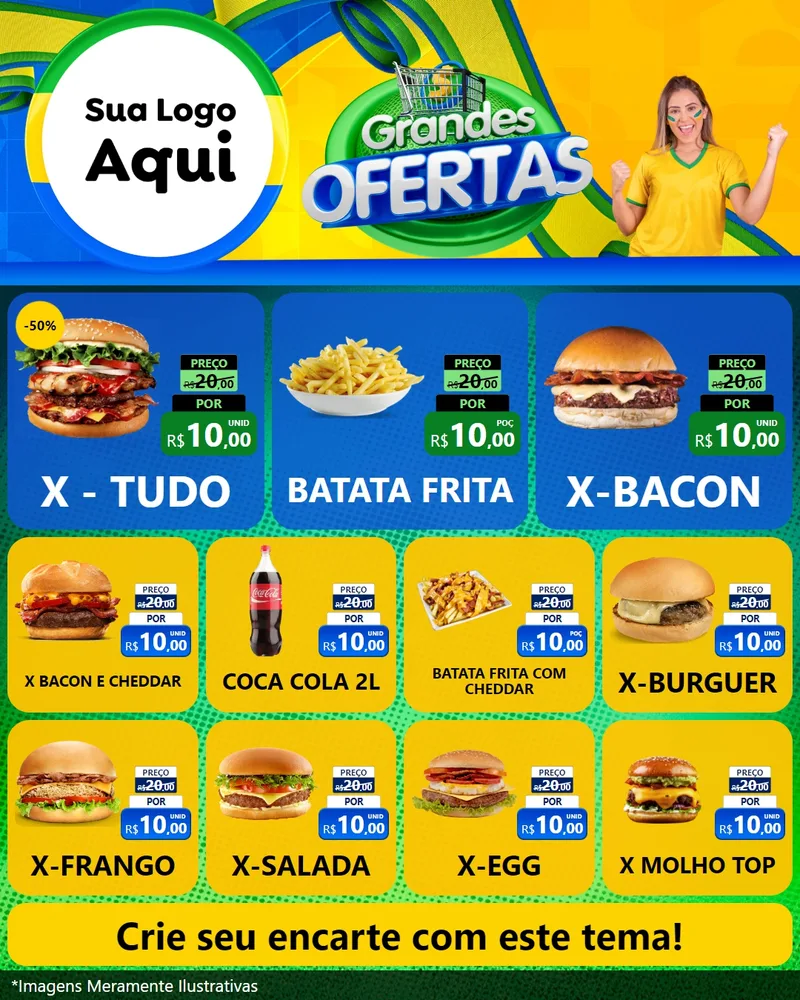 Modelo de Rede Social para Feed Instagram com o tema Grandes Ofertas para Hamburgueria