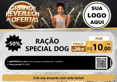 Modelo de Cartaz para Cartaz A4 Horizontal com o tema Grande Réveillon de Ofertas para Pet Shop