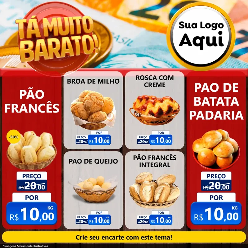 Modelo de Rede Social para Feed Facebook com o tema Está Muito Barato para Padaria