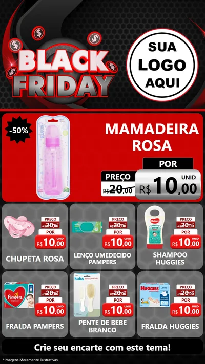 Modelo de Rede Social para Stories com o tema Black Friday para Bebês