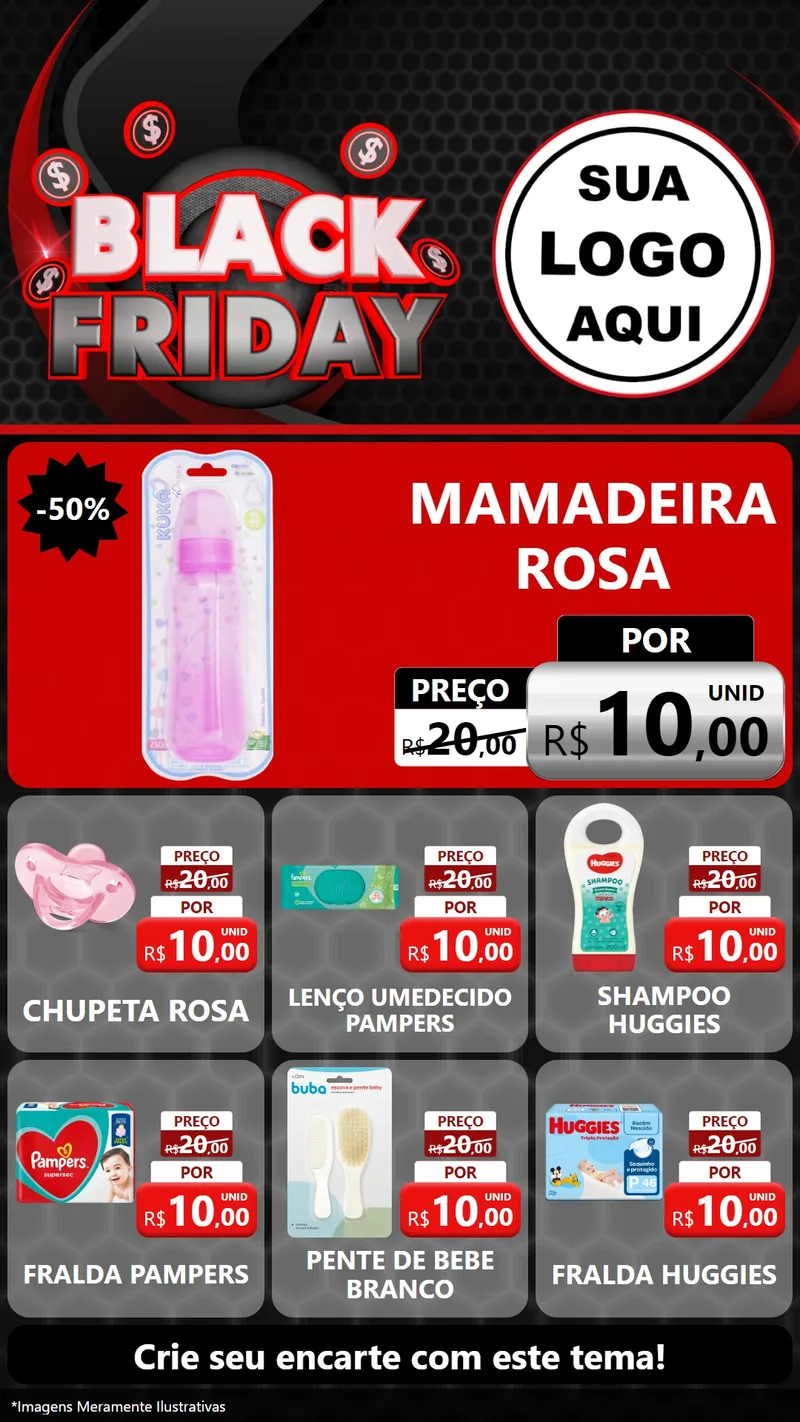 Modelo de Rede Social para Stories com o tema Black Friday para Bebês