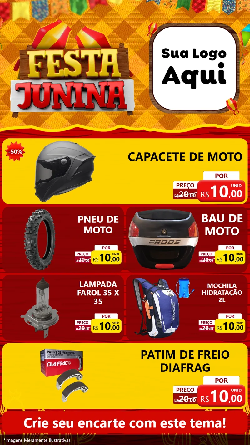Modelo de TV para TV Vertical com o tema Festa Junina para Moto peças