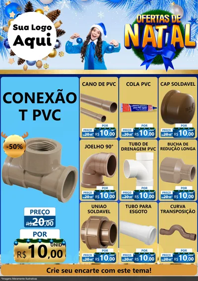 Modelo de Encarte para Encarte A4 Vertical com o tema Ofertas de Natal para Tubos e conexões