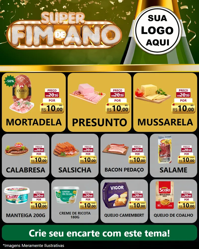 Modelo de Rede Social para Feed Instagram com o tema Super Fim de Ano para Frios e Laticínios