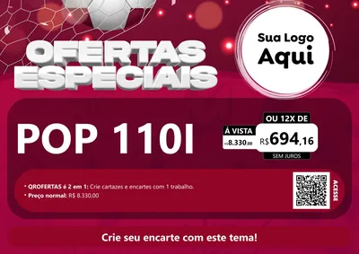 Modelo de Cartaz para Cartaz A4 Horizontal com o tema Ofertas Especiais - Futebol para Concessionaria de Motos