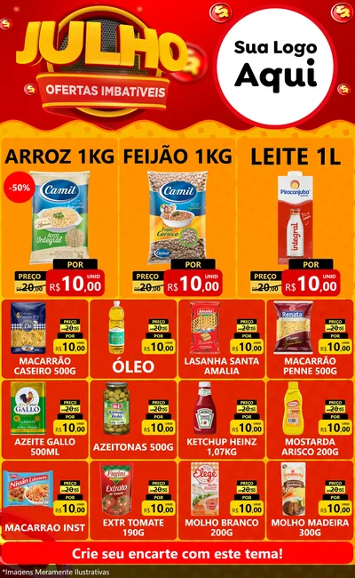 Modelo de Encarte para Encarte Grande com o tema Julho Ofertas Imbatíveis para Supermercado
