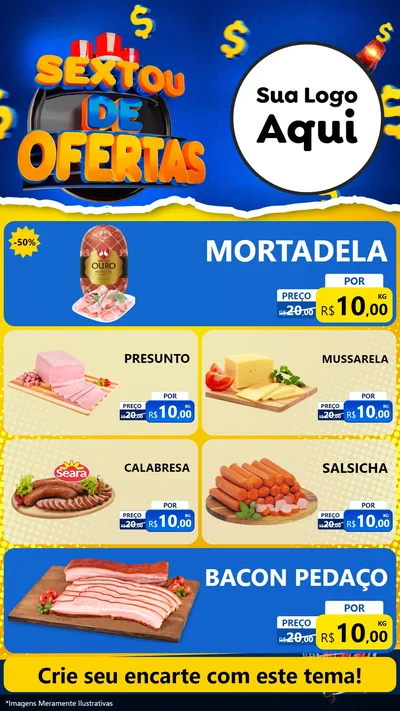 Modelo de TV para TV Vertical com o tema Sextou de Ofertas para Frios e Laticínios