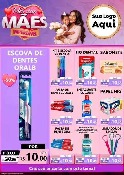 Modelo de Encarte para Encarte A4 Vertical com o tema Mês das Mães Imperdível para Higiene Pessoal