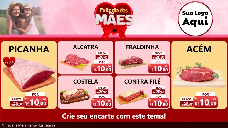 Modelo de TV para TV Horizontal com o tema Feliz Dia Das Mães para Açougue