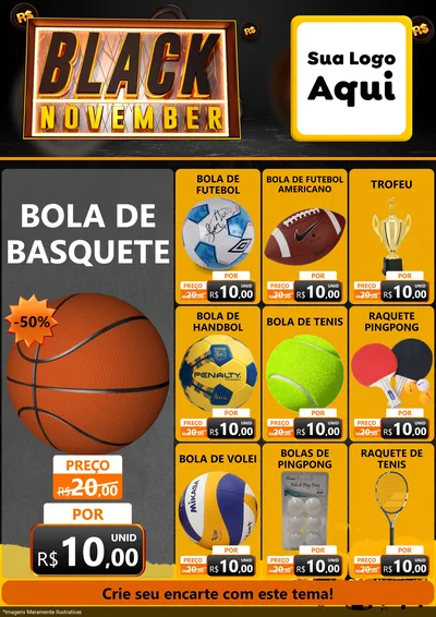 Modelo de Encarte para Encarte A4 Vertical com o tema Black November para Artigos Esportivos