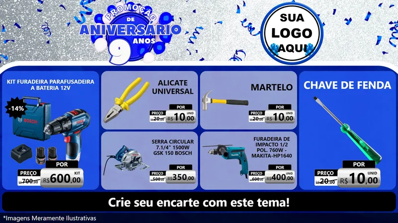 Modelo de TV para TV Horizontal com o tema Promoção de Aniversário - 9 Anos para Maquinas e Ferramentas