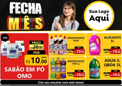 Modelo de Encarte para Encarte A4 Horizontal com o tema Fecha Mês para Produtos de Limpeza