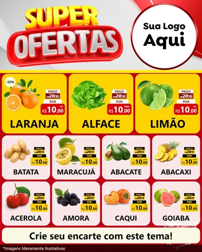 Modelo de Rede Social para Feed Instagram com o tema Super Ofertas para Hortifrúti