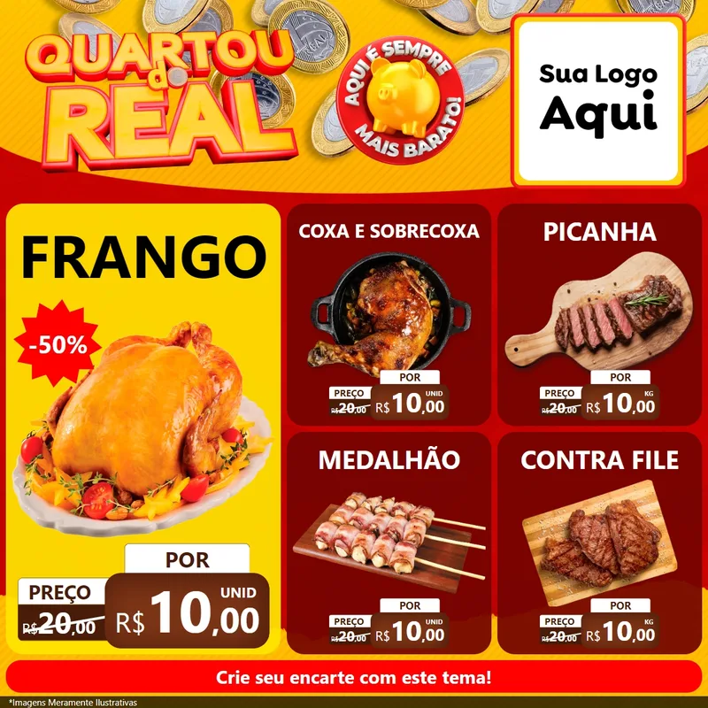 Modelo de Rede Social para Feed Facebook com o tema Quartou do Real para Assados