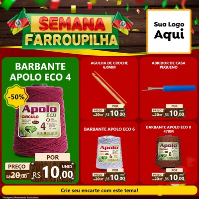 Modelo de Rede Social para Feed Facebook com o tema Semana Farroupilha para Armarinho e Aviamentos