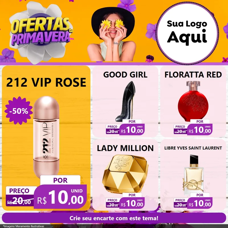 Modelo de Rede Social para Feed Facebook com o tema Ofertas Da Primavera para Perfumes