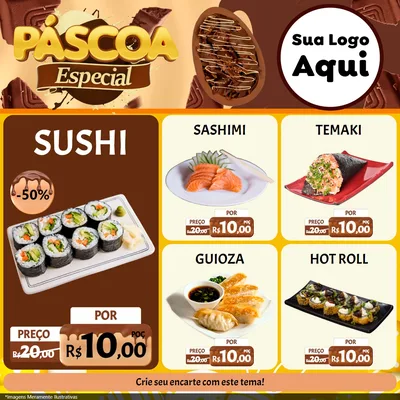 Modelo de Rede Social para Feed Facebook com o tema Páscoa Especial para Comida japonesa