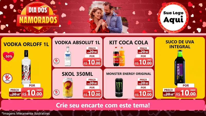Modelo de TV para TV Horizontal com o tema Dia Dos Namorados para Distribuidora de bebidas