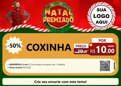 Modelo de Cartaz para Cartaz A4 Horizontal com o tema Natal Premiado para Salgadaria
