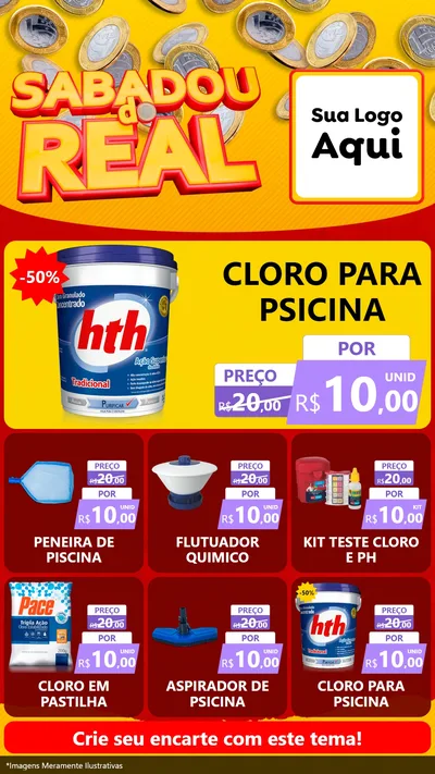 Modelo de Rede Social para Stories com o tema Sabadou do Real para Produtos para Piscina