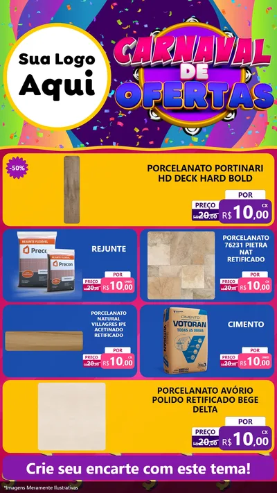Modelo de TV para TV Vertical com o tema Carnaval de Ofertas para Pisos e revestimentos