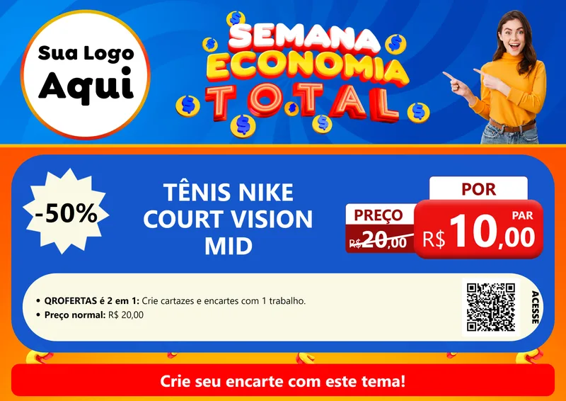 Modelo de Cartaz para Cartaz A4 Horizontal com o tema Semana Economia Total para Calçados