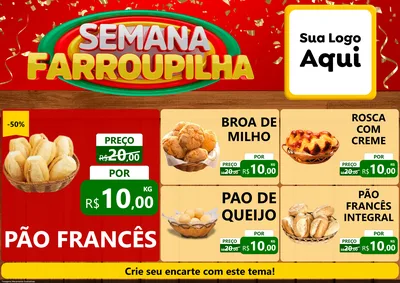 Modelo de Encarte para Encarte A4 Horizontal com o tema Semana Farroupilha para Padaria