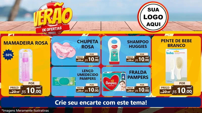 Modelo de TV para TV Horizontal com o tema Verão de Ofertas para Bebês
