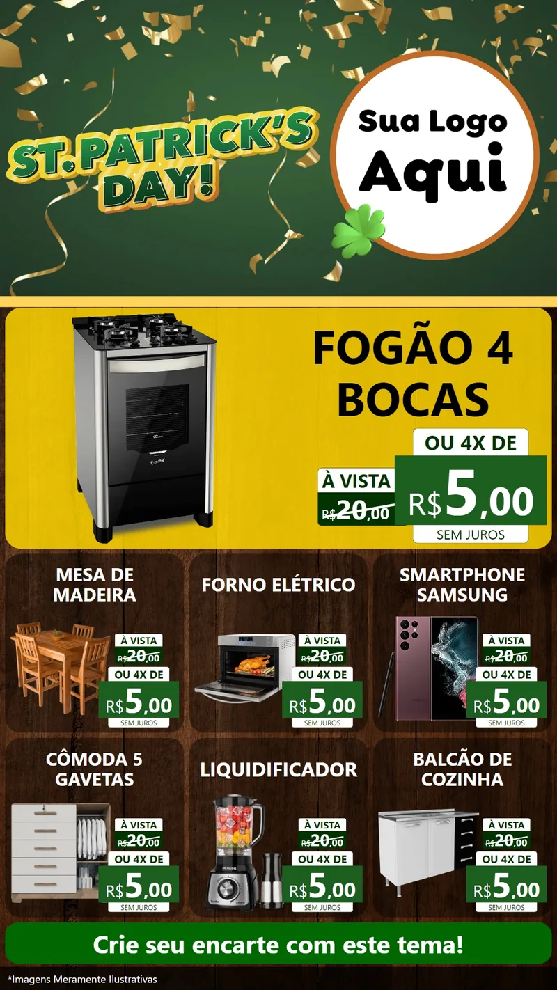 Modelo de Rede Social para Stories com o tema St Patriks Day para Móveis e Eletro