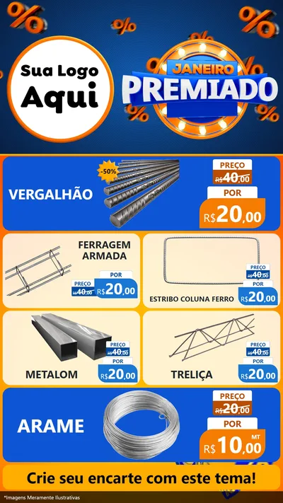 Modelo de TV para TV Vertical com o tema Janeiro Premiado para Ferragens