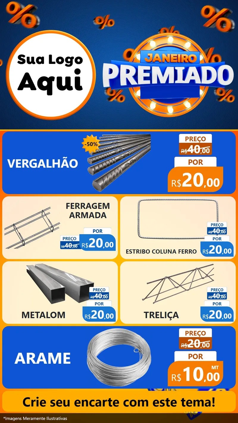 Modelo de TV para TV Vertical com o tema Janeiro Premiado para Ferragens