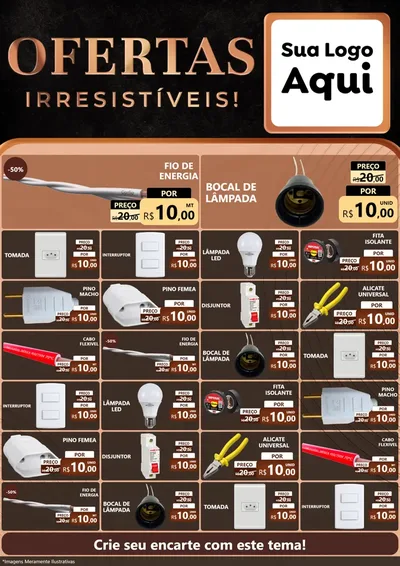 Modelo de Encarte para Encarte A4 Vertical com o tema Ofertas Irresistíveis! para Materiais Elétricos