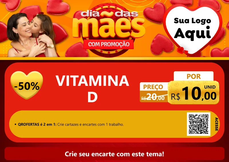 Modelo de Cartaz para Cartaz A4 Horizontal com o tema Dia das Mães com Promoção para Farmácia