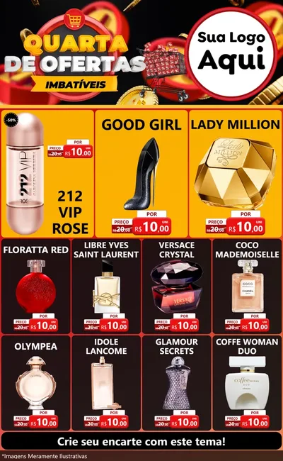 Modelo de Encarte para Encarte Grande com o tema Quarta de Ofertas Imbatíveis para Perfumes