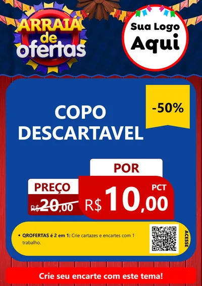 Modelo de Cartaz para Cartaz A4 Vertical com o tema Arraiá de Ofertas para Embalagens