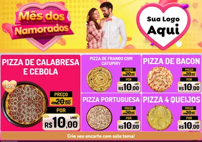Modelo de Encarte para Encarte A4 Horizontal com o tema Mês dos Namorados para Pizzaria