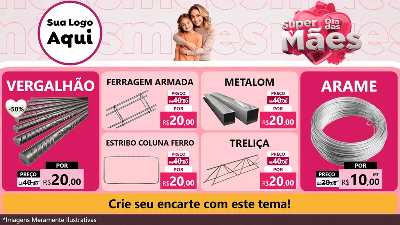 Modelo de TV para TV Horizontal com o tema Super Dia Das Mães para Ferragens