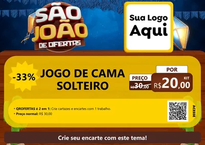 Modelo de Cartaz para Cartaz A4 Horizontal com o tema São João Ofertas Imbatíveis! - Junina para Cama, Mesa e Banho