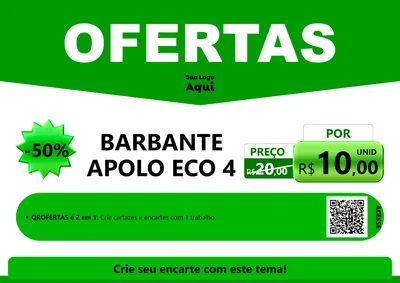 Modelo de Cartaz para Cartaz A4 Horizontal com o tema Ofertas Verde Cartaz para Armarinho e Aviamentos