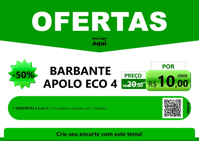 Modelo de Cartaz para Cartaz A4 Horizontal com o tema Ofertas Verde Cartaz para Armarinho e Aviamentos