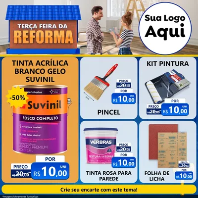 Modelo de Rede Social para Feed Facebook com o tema Terça-feira da Reforma para Tintas e Ferramentas